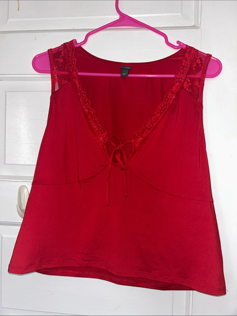 Red Lace-Trim Women's Top